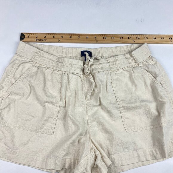 J. Crew Factory Linen Blend Drawstring Shorts Women's Size M Cream - Picture 7 of 11